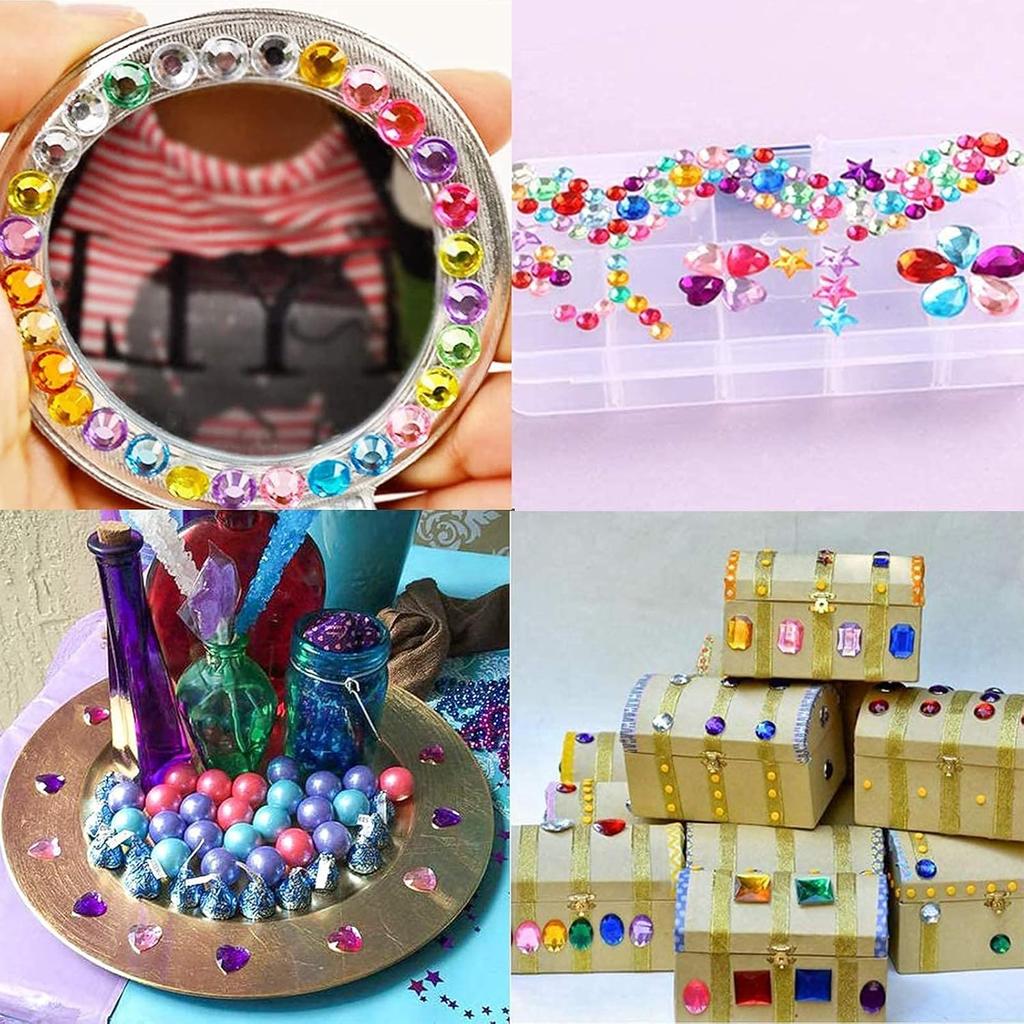 1200 Pcs Acrylic Flatback Rhinestones12 Different Shape Gems for DIY Craft Jewels Gemstone Wedding Birthday Decoration