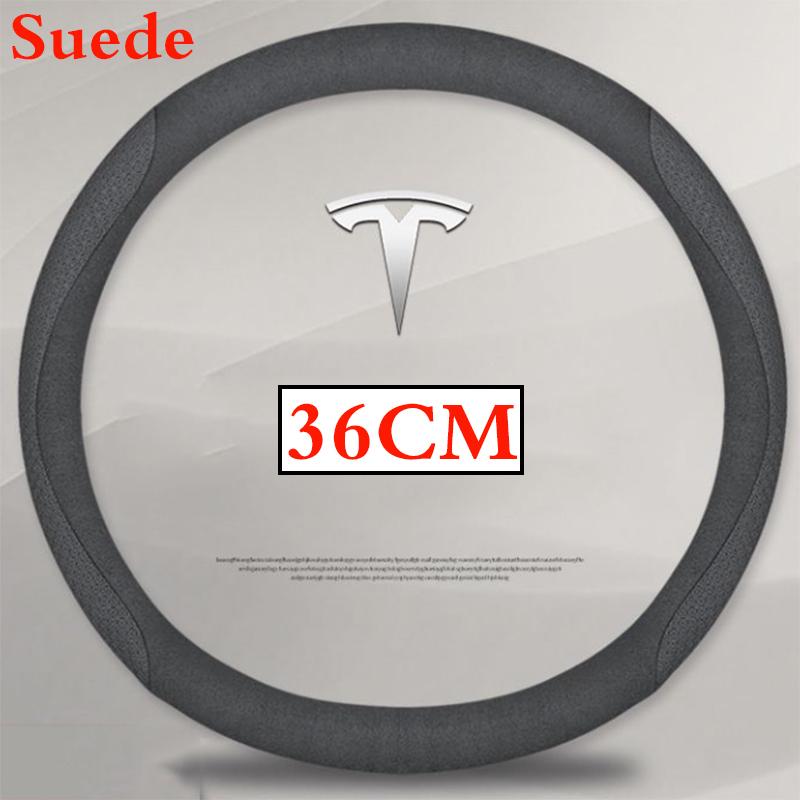 36-38 CM Potah volantu z semišové kůže pro Tesla Model 3 Y S X 2024 2025 2026 Příslušenství