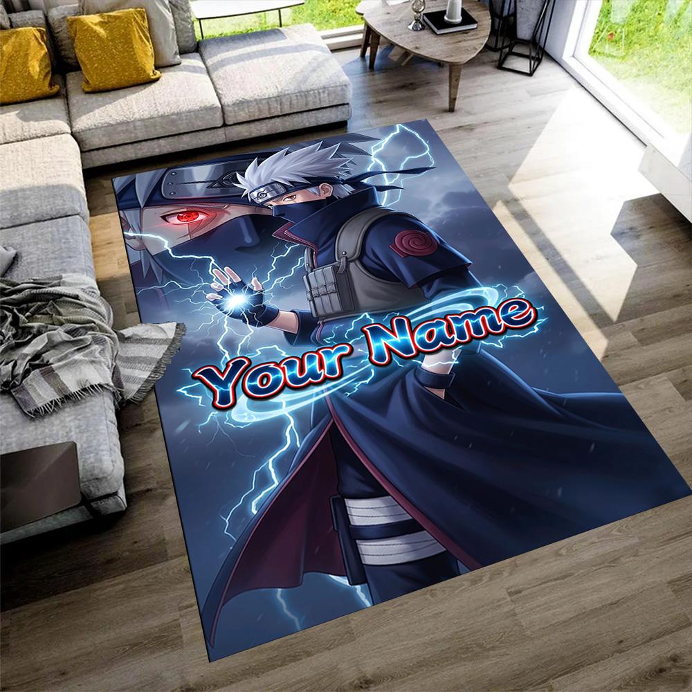 Naruto Character Customize Your Name Floor Mat Suitable for Kitchen Game Room Foyer Entryway Anti-slip Rug Anime Office Decor