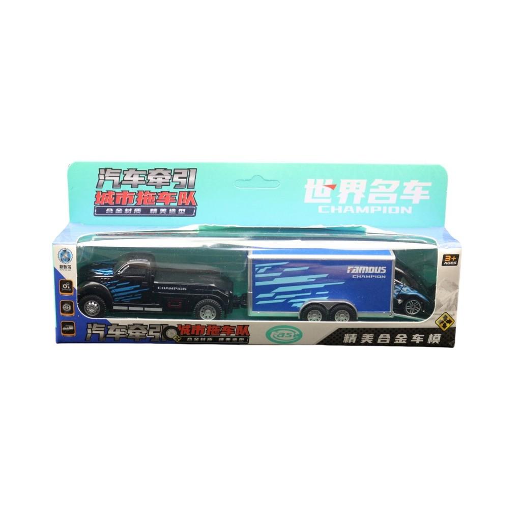 Alloy Simulation Trailer Double Decker Truck Tractor Model Toy Collection For