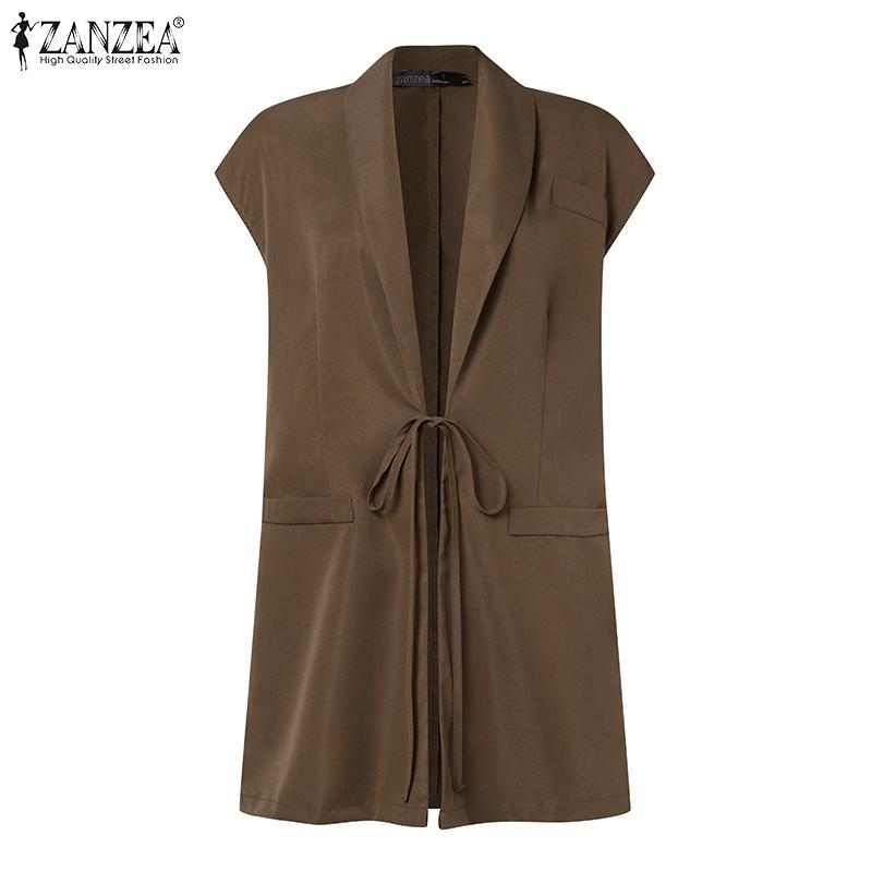 ZANZEA Vestă de damă cu rever fără mâneci buzunare buzunare