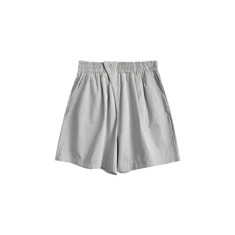 Elastic Waist Washing Pure Cotton Tooling Wide-leg Shorts Casual, Thin and Baggy