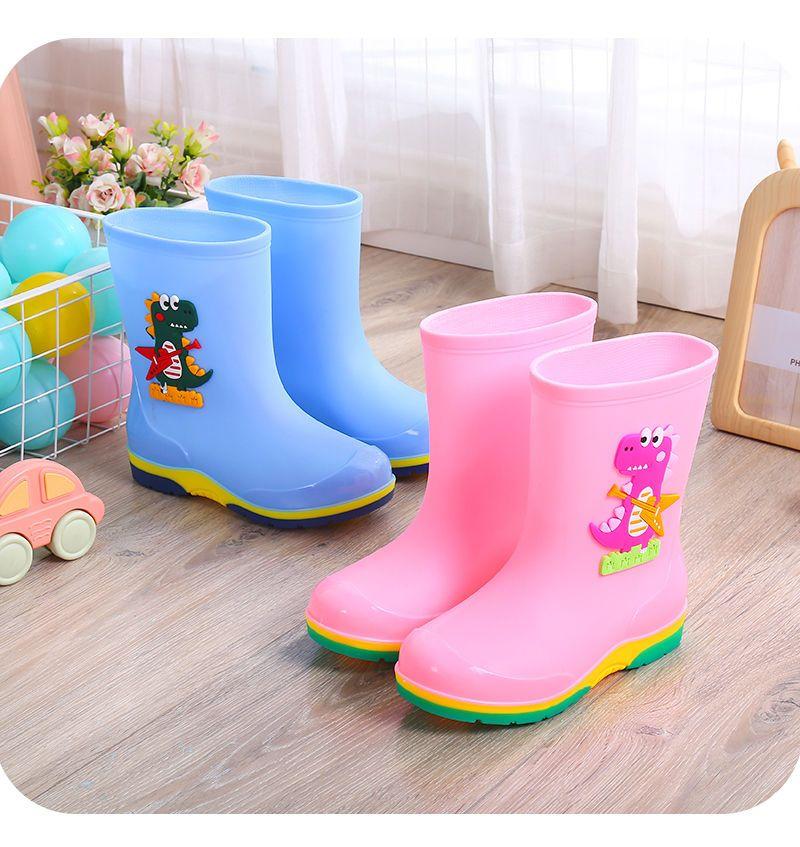 Cartoon Waterproof Kids Rain Boots Warm Cotton Lined Non-Slip Rubber Shoes for Boys Girls Comfortable Toddler Water Shoes