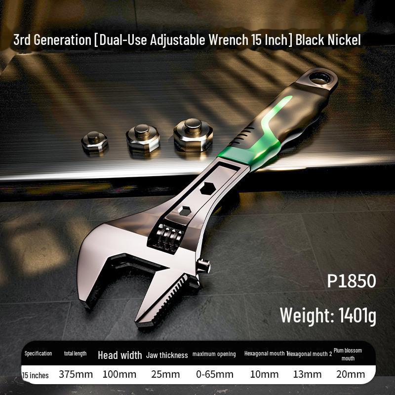 Industrial-Grade Adjustable Wrench: 0-36mm Dual-Purpose, Rust-Proof, Waterproof