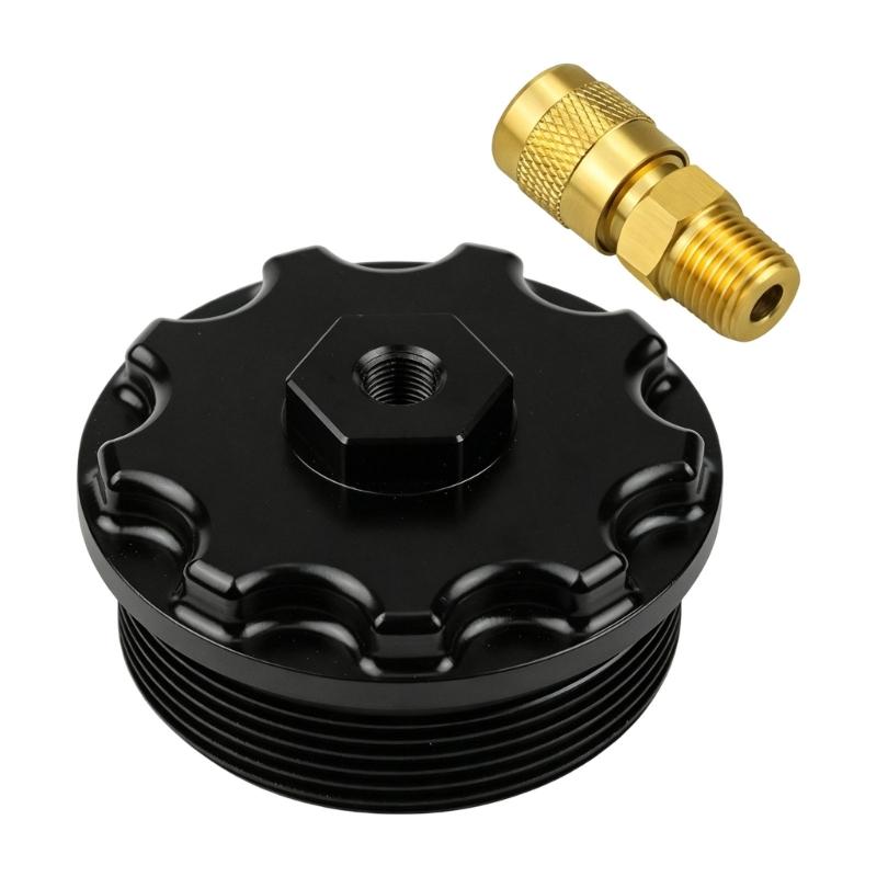 Easy Installation Fuel Filter Cap with Pressure Port for 6.0L Aluminum Filter Caps Replacement Auto Accessory