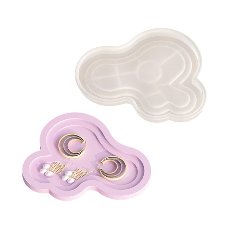 Storage Tray Plaster Silicone Mold DIY Jewelry Display Plate Epoxy Resin Mould Irregular Cloud Shape Cement Dish Making