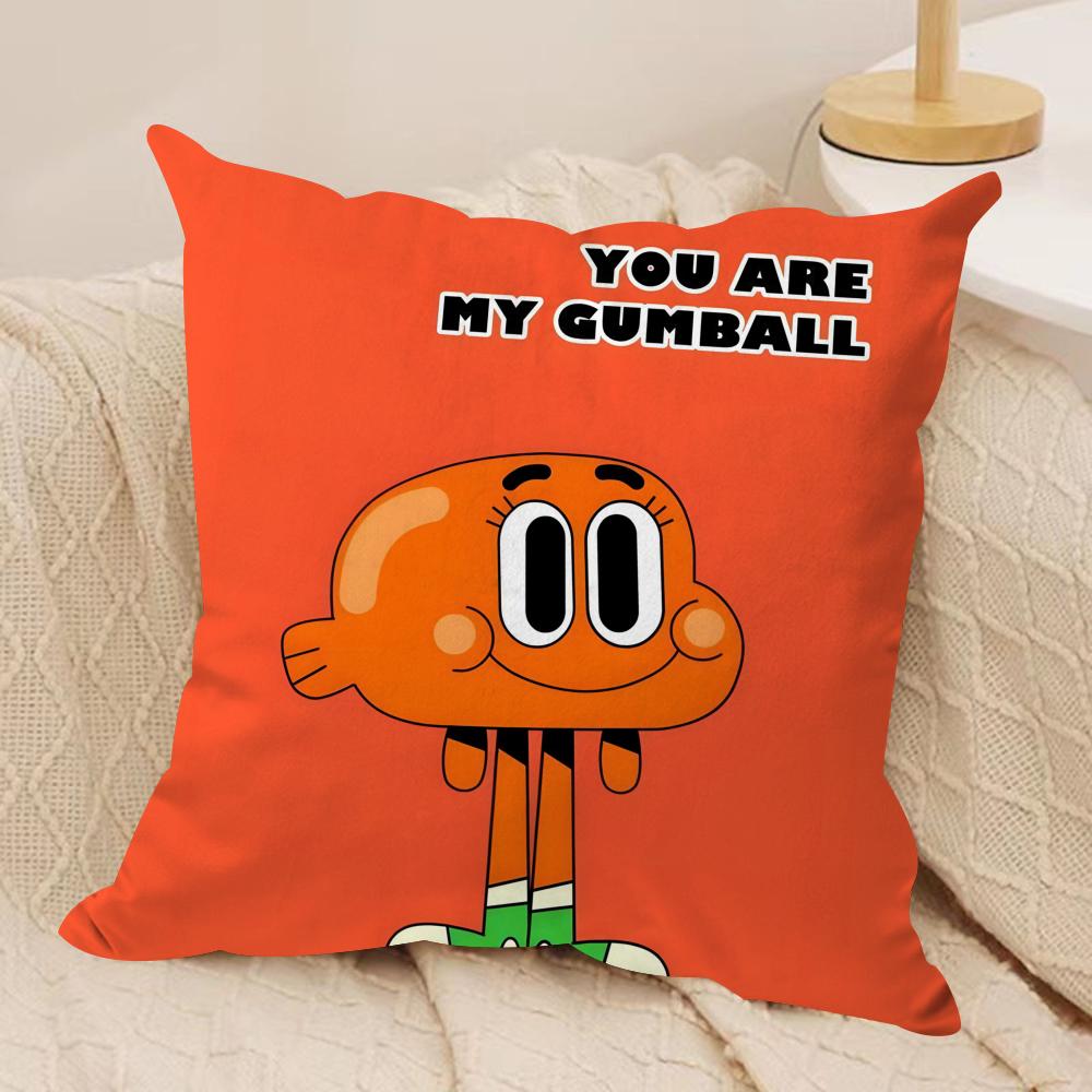Animation Amazing World Gumball Cushion Cover Soft Plush Fabric DoubleSided Printed Sofa Cushion Cover for All Seasons Decor