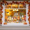 Waterproof Holiday Window Film Halloween Clings, Pumpkins Skeletons Ghosts And Bats Print Decorative Indoor Outdoor Glass Ornaments