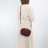 Michael Kors MK Rose Chain Stitch Vintage Letter Logo Zipper Commuter Camera Bag Women Shoulder Bag Burgundy 35S1GXOC1U-MERLOT
