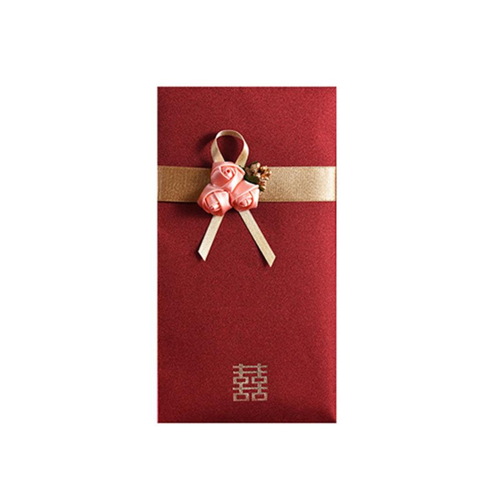 

Традиционные свадебные красные конверты с бантом из парчи, красный конверт для свадебного торжества Style 5