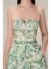 Vietnamese Designer Floral Embroidered Suspender Dress & Slim Split Long Skirt Set