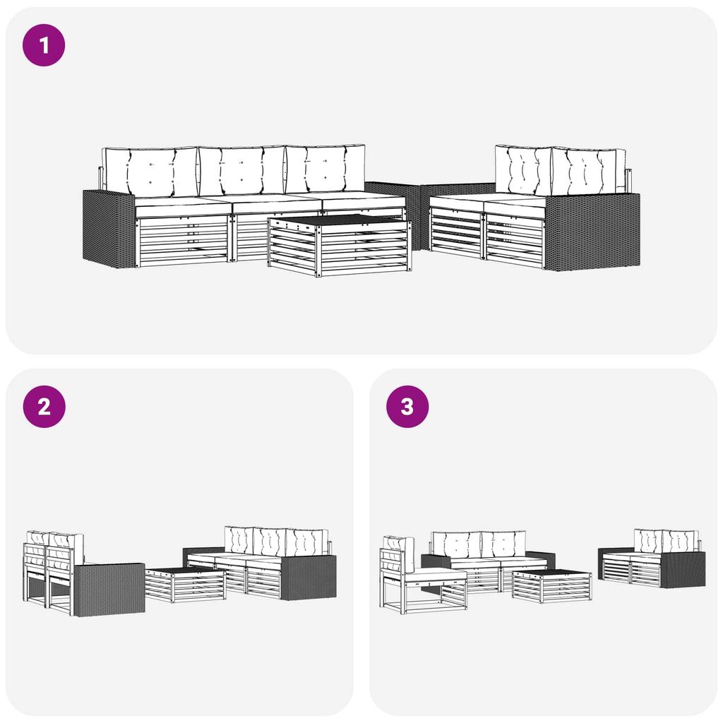 Outdoor Sofa Set 6 pcs Natural and Anthracite