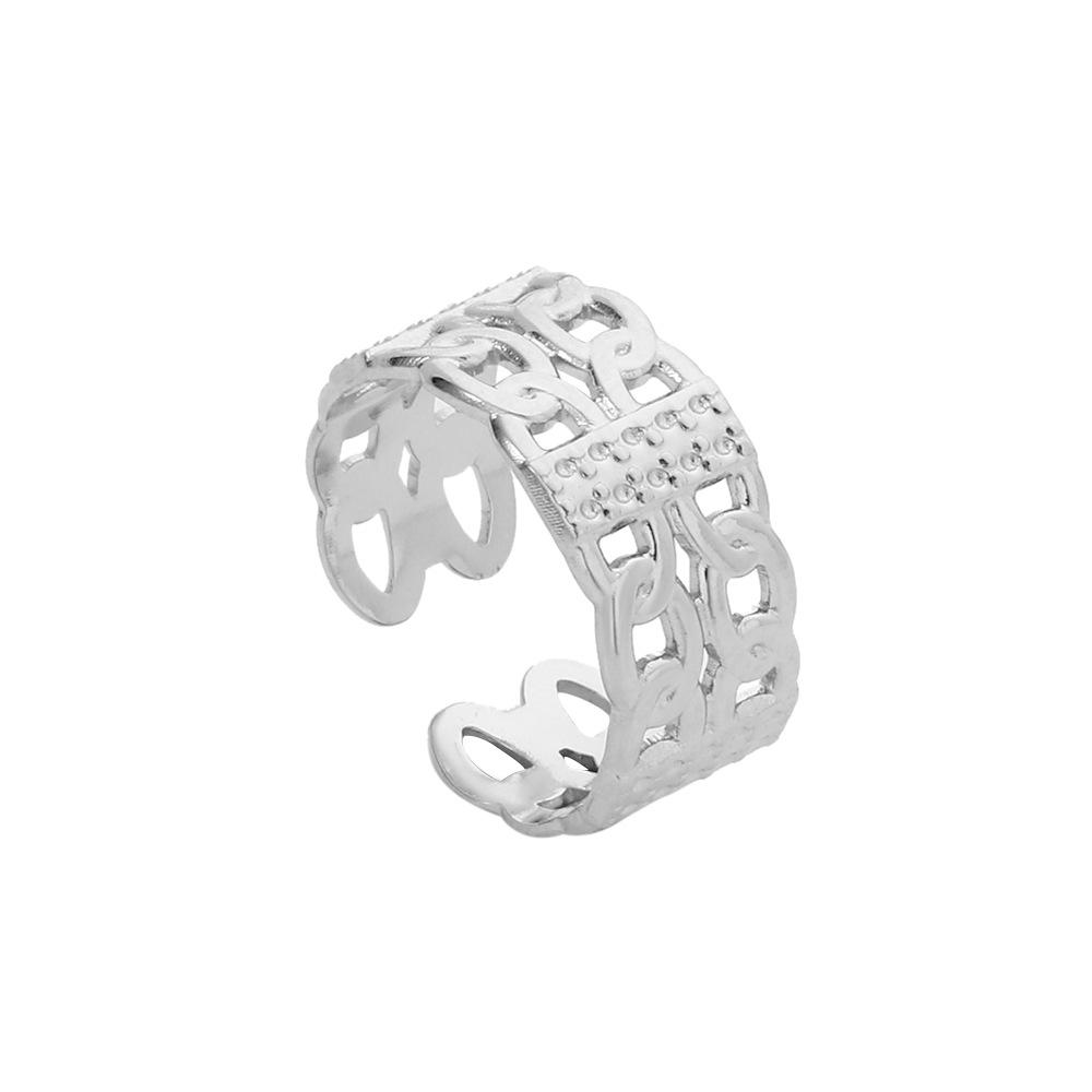 Women's Hollowed-out Non-fading Open Ring Women's Niche Design Simple Stainless Steel Plain Ring Couple Ring