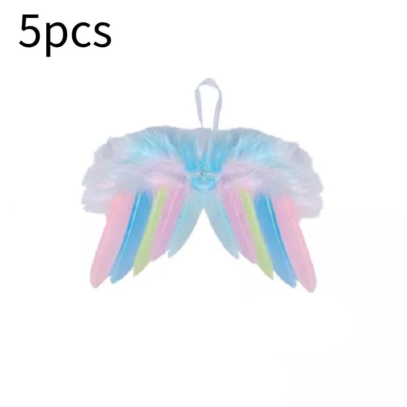 5pcs Angel Wings Christmas Feather Baubles Tree Hanging Ornament Diy Decor Craft