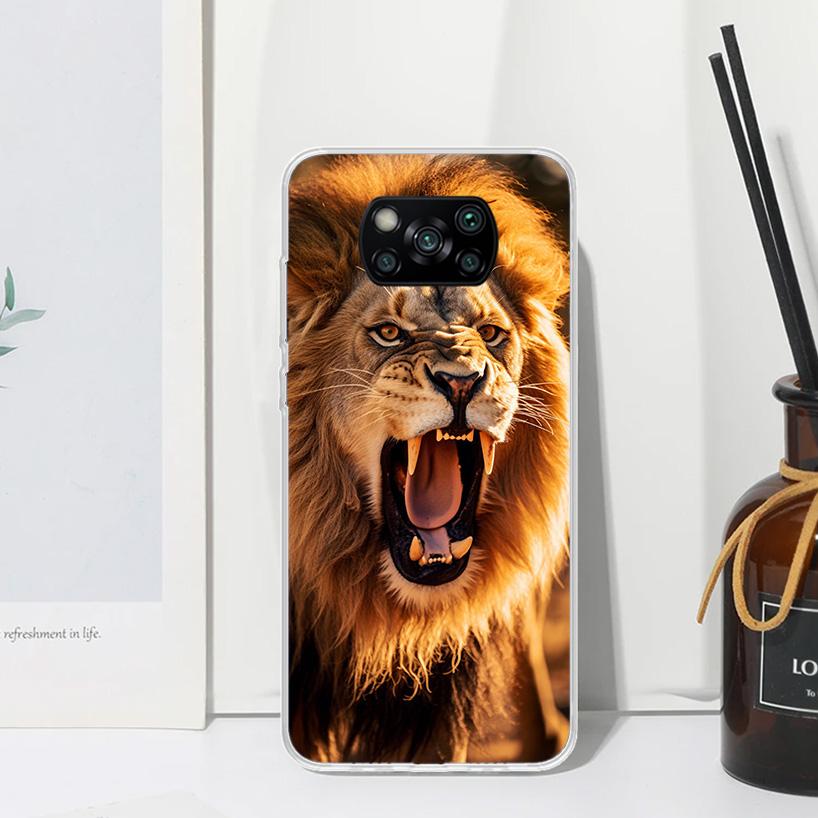 Lion Alpha Male Cub King Phone Case For Xiaomi Poco X7 X6 X5 M7 M8 Pro F7 Ultra Redmi 15C 15 13C 13 12C 12 10 10C 10A Art Fundas