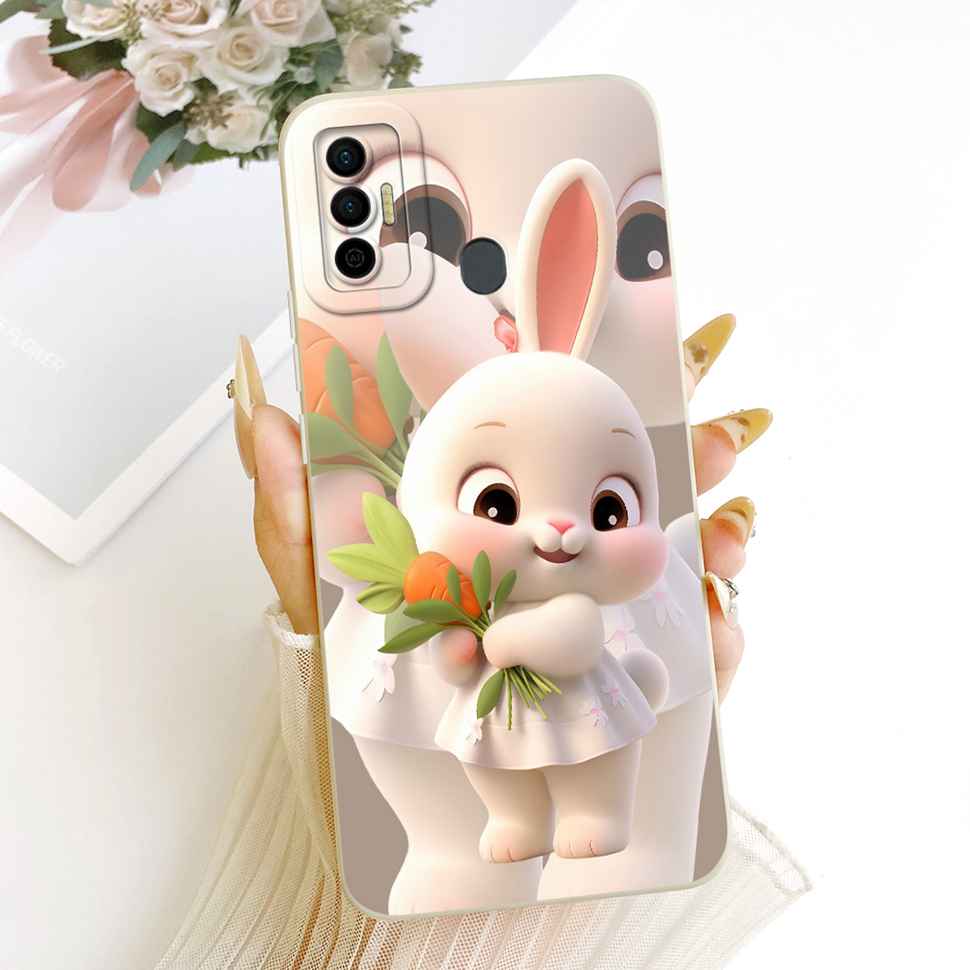 Cover For Tecno Spark 7 2021 Cute Rabbit Casing KF6 KF6j Soft Silicone Casing For Tecno Spark 7 Spark7 Back Cover Coque