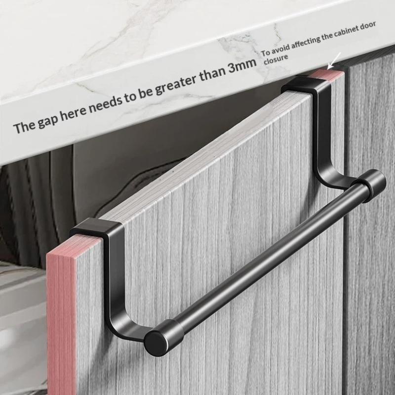 No Drill Hanging Towel Rack For Kitchen Stainless Steel Over Cabinet Door Storage Organizer For Dishcloth Gloves Sponge Holder