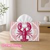 1pc 2D Flat Printed 17.78X10.92X12.95cm Tissue Box Pink Vintage Lobster Print Suitable for Tissues/Roll Paper/Napkins CJH528S094