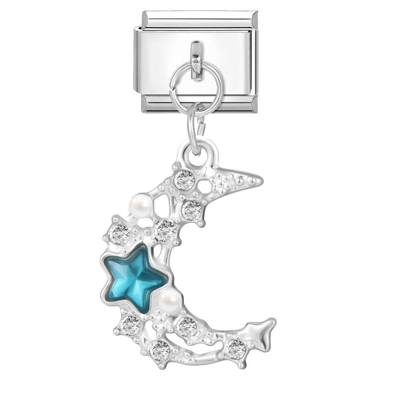Women Fashion Zircon Star Butterfly Golden Heart Tassel Chain Italian Charms Fit 9mm Stainless Steel Bracelet DIY Jewelry Gift