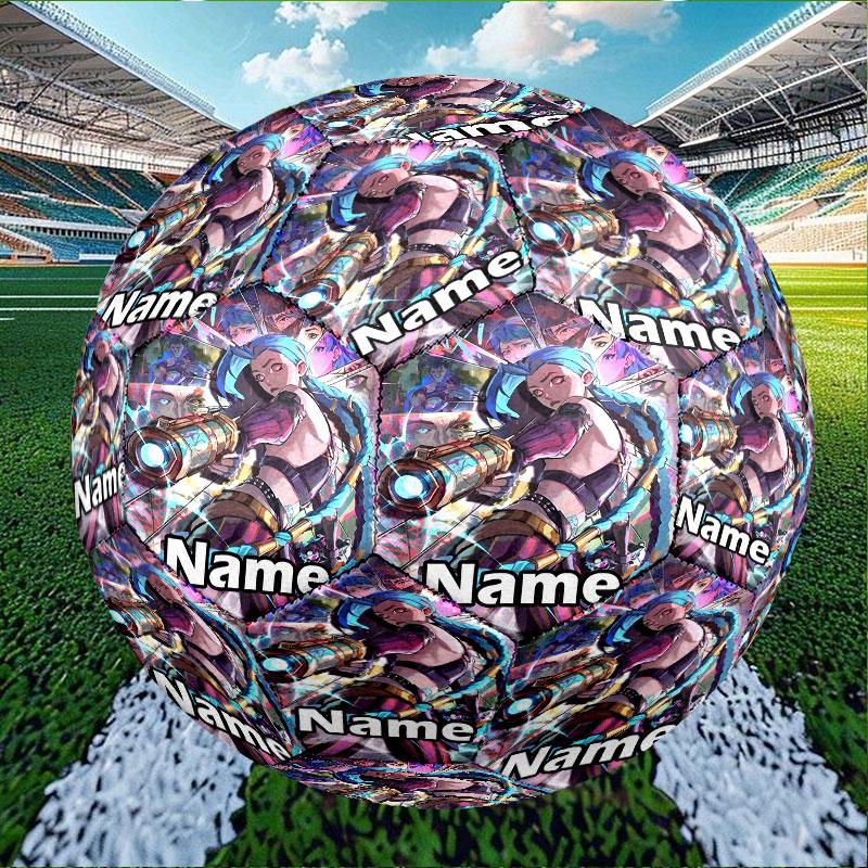 Custom Name Personalized Jinx Print Size 5 Soccer Ball Training & Match Football, for Team, Kicking, Gift for Football Enthusiasts
