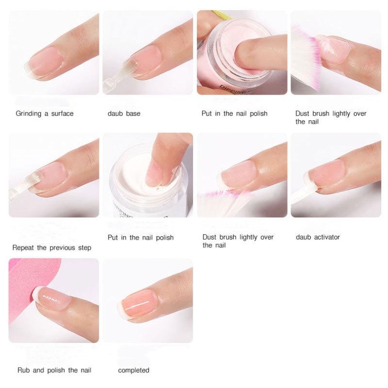 Huancai Nagel Dipping Powder Set Nagel Glitzer Puder mit mehreren Farben Nagel Benetzungspuder DIY Design Werkzeugset