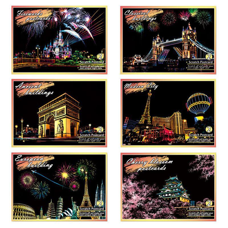 Colorful Night View Magic Scratch Art Painting Paper Kit Perfect For Young Artists And Gift Giving