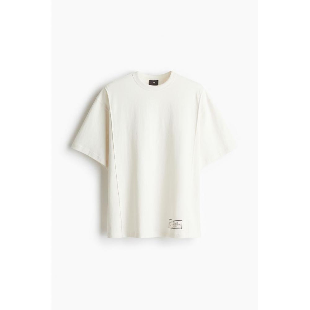 H M Loose FiT PrinTed T sHirT wHiTe