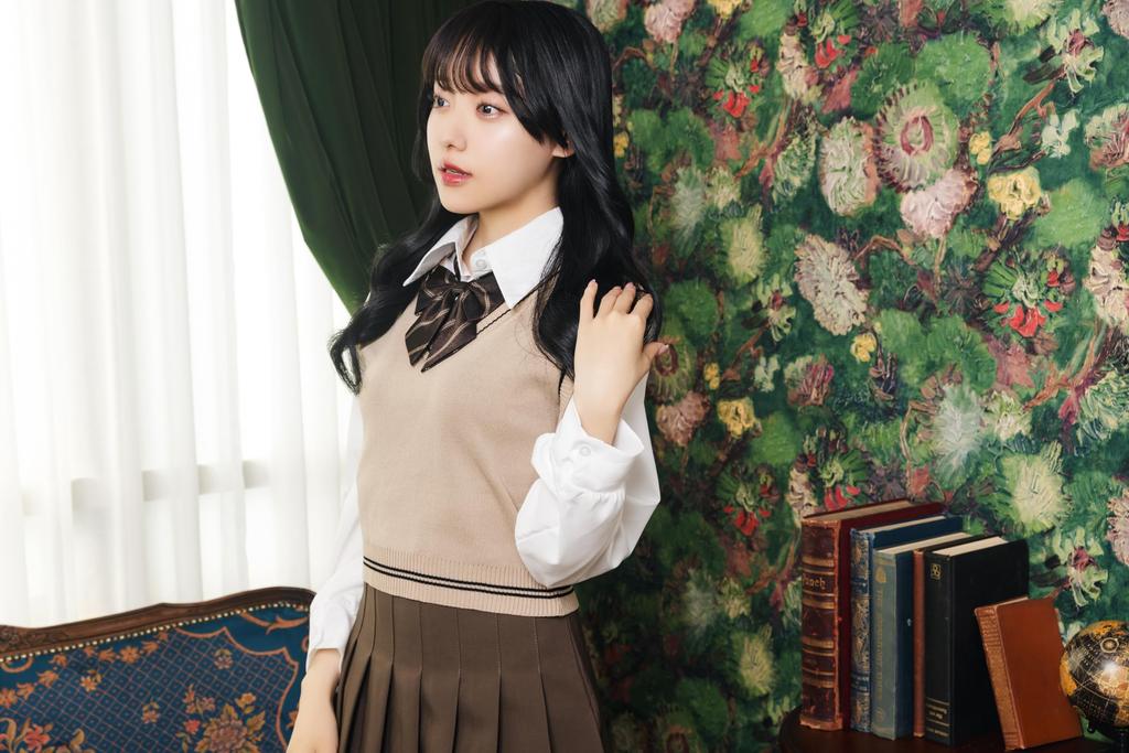 Clearstone Ulzzang Sailor Cosplay Halloween Knit Vest Beige x Chocolate Women's