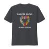 Mens Cancer Sucks Awareness T Shirt with Multicolor Ribbon Design for Breast Prostate Lung Skin Colon Causes vintage Washed