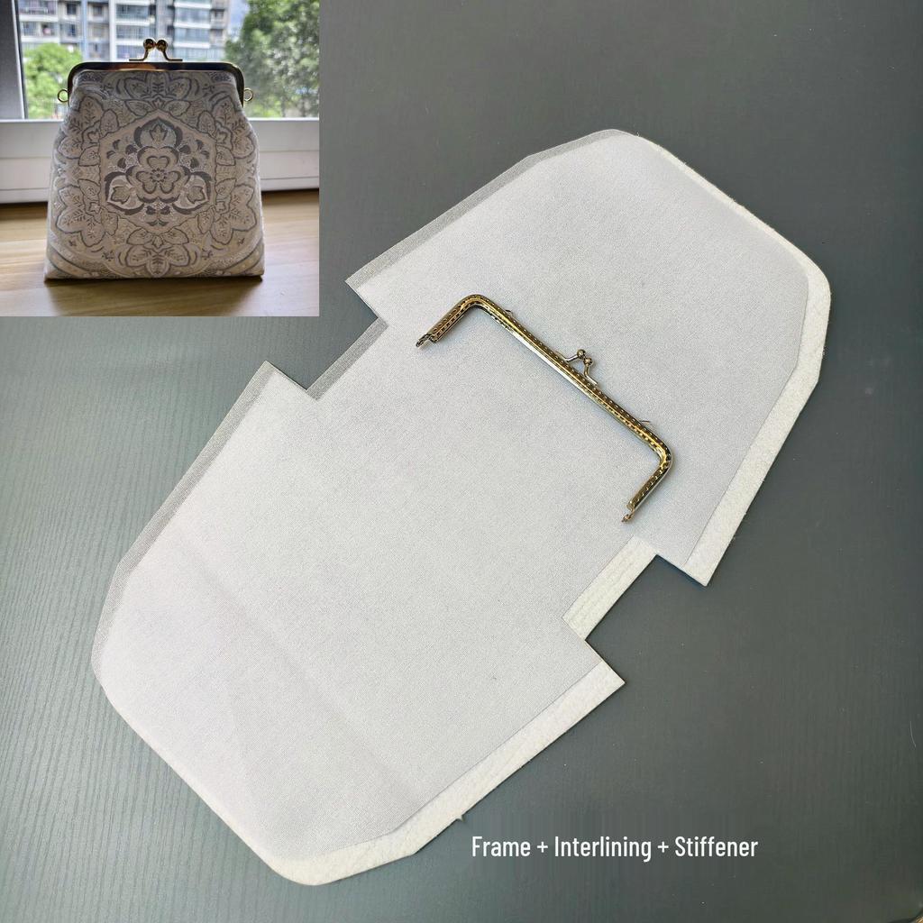 DIY Lazy Person Purse Kit: Stiff Frame, Cotton Cut, Auxiliary Materials & Pins Included
