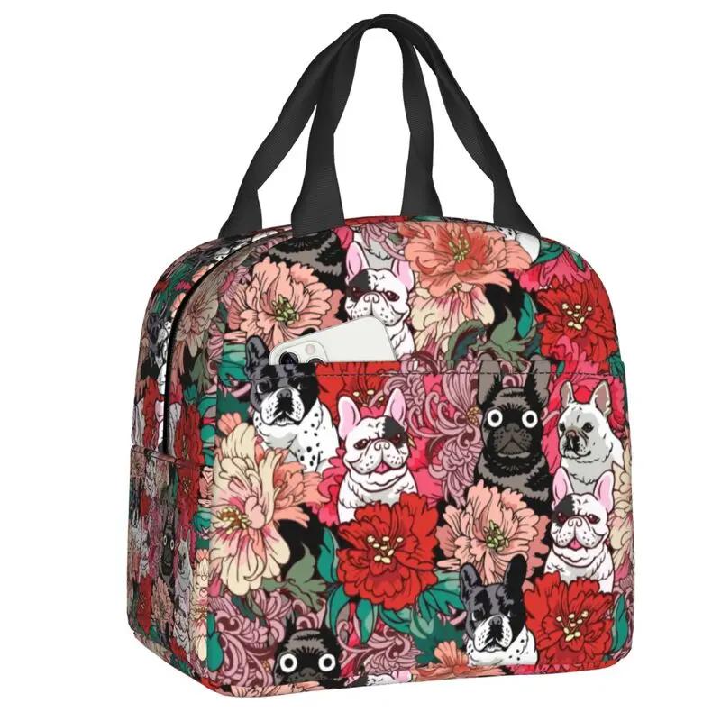 Cute Frenchie Dog Lover Resuable Lunch Box for Women Leakproof French Bulldog Cooler Thermal Food Insulated Lunch Bag School