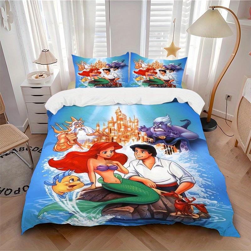 3pcs Princess Ariel The Little Mermaid Underwater Bedding Set Includes Quilt Cover and Pillowcases, Suitable for All Seasons S083
