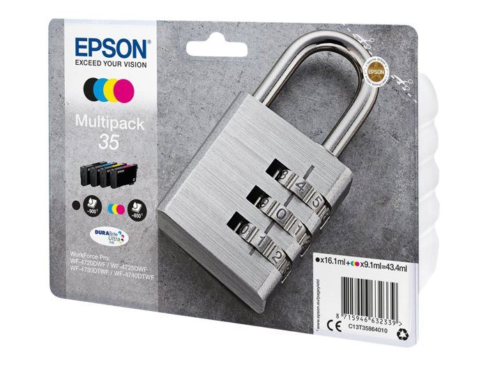 EPSON Cartouche D'encre Originale 35 Multipack - Pack De 4 - Noir, Jaune, Cyan, Magenta
