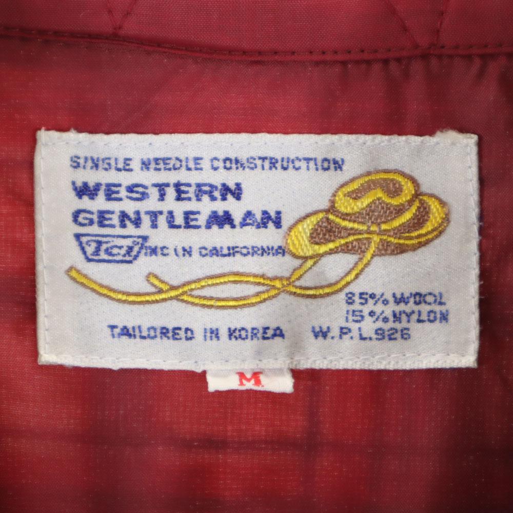 WESTERN GENTLEMAN 70s Wool Blend Flannel Vintage Check Pattern Long sleeve skipper shirt Men's Used