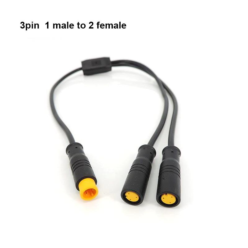 M8 Julet Waterproof 1 Male To 2 Female 2/3/4/5/6 Pin Ebike DC Splitter Sensor Connector Cable Electric Bicycle Butt Joint Plug