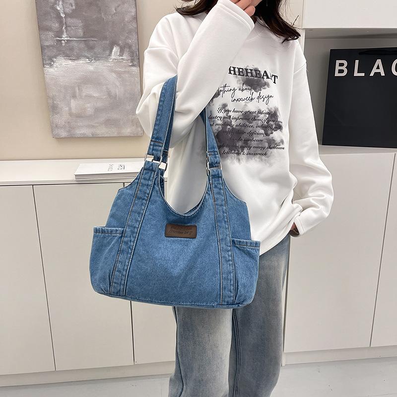 Γυναικεία τσάντα ώμου τζιν, τσάντα αγορών μεγάλης χωρητικότητας Advanced Sense, τσάντα Tote, σακίδιο πλάτης Lazy Wind Everything Casual