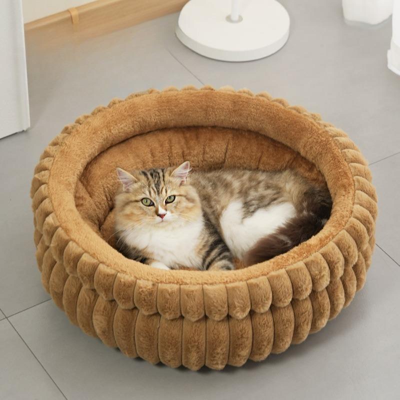 Hundebett Rund Abnehmbares Haustierbett für Kleine Mittlere Hunde Dick Warm Wasserdicht Katzenkörbchen Ganzjahres Haustierhaus mit Abnehmbarem Kissen