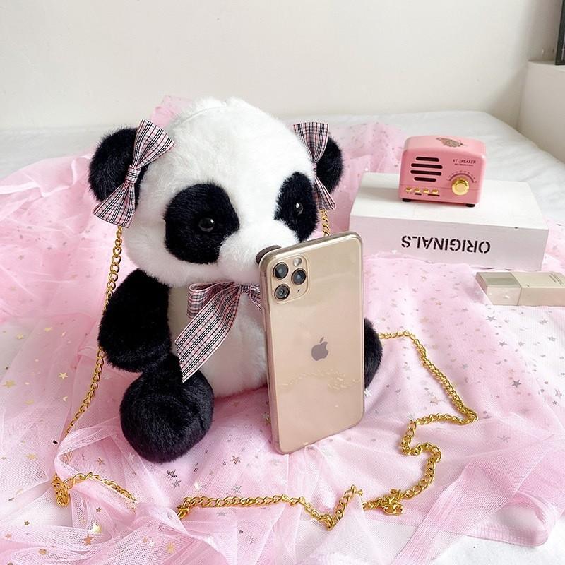 Panda Weicher Plüsch-Rucksack Für Damen Modisches Cartoon-Geschenk Für Teenager Und Studenten