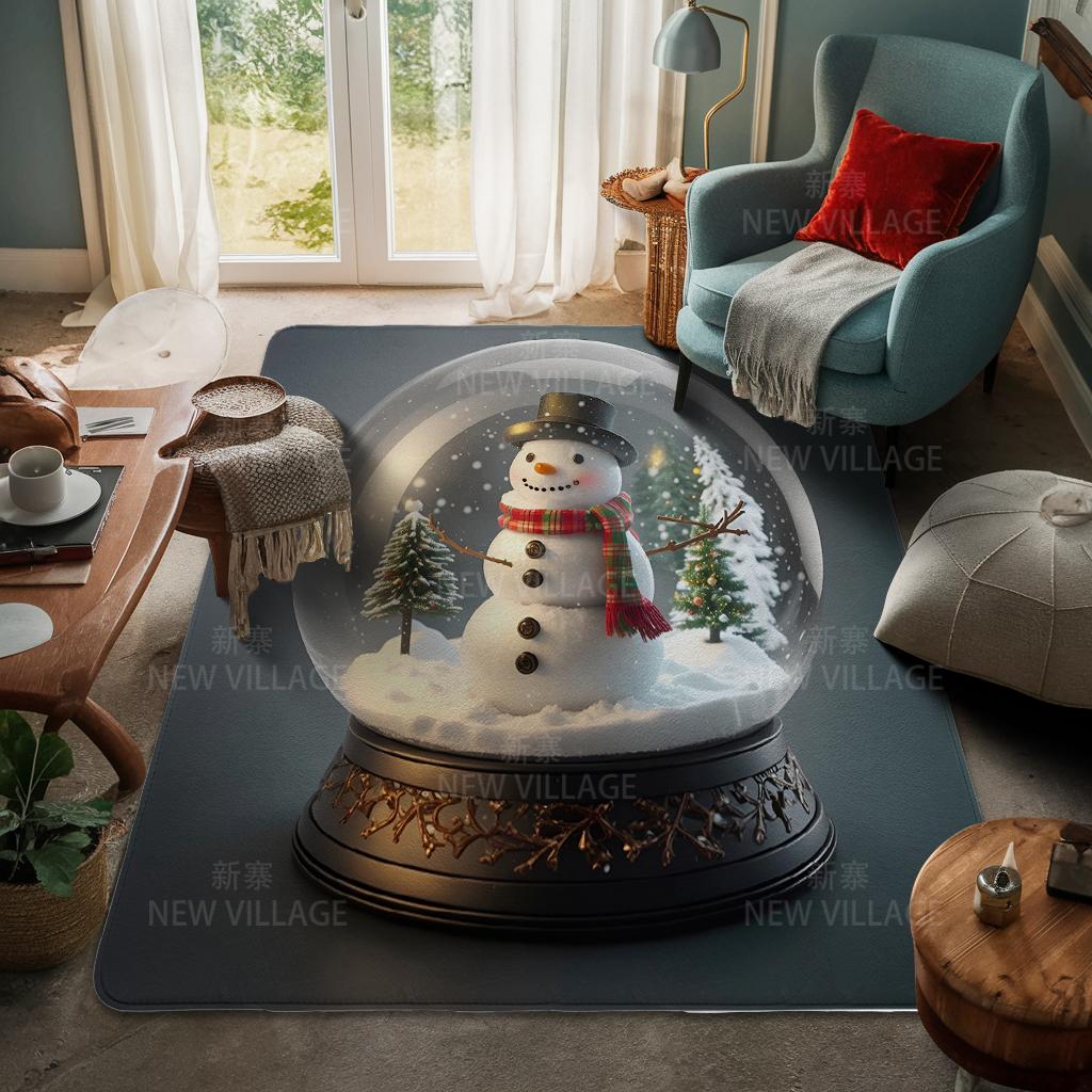 House Entrance Carpet Home Door Mat Living Room Bath Foot Bathroom Non-slip Water Absorption Rugs Bath Merry Christmas Winter