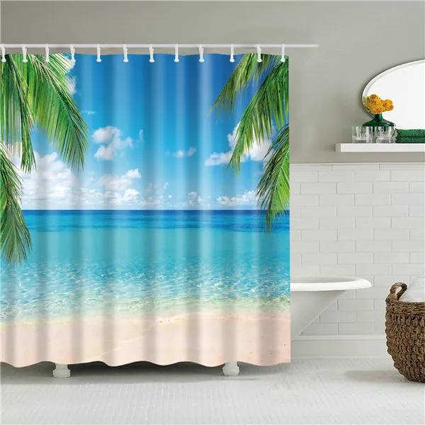 Christmas Shower Curtain Shell Snowman Flower Lighthouse Shower Curtains Bathroom Curtain Frabic Waterproof Polyester with Hooks