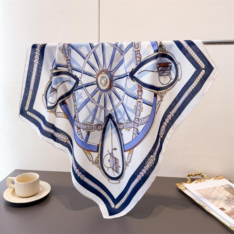 Polka Dot Style Herringbone Pattern Cotton And Linen Small Square Scarf Silk Scarf Imitation Velvet Headscarf Shawl Sun Protection Scarf Women'S Scarf