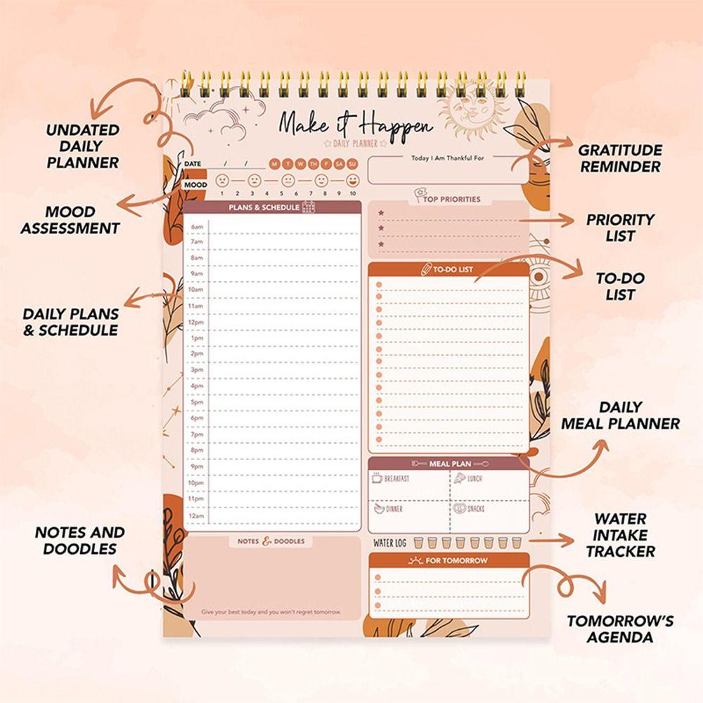 Portable To Do List Notepad Easy Tear-off A5 Agenda Planner Schedule Writing Pads  Office Supplies