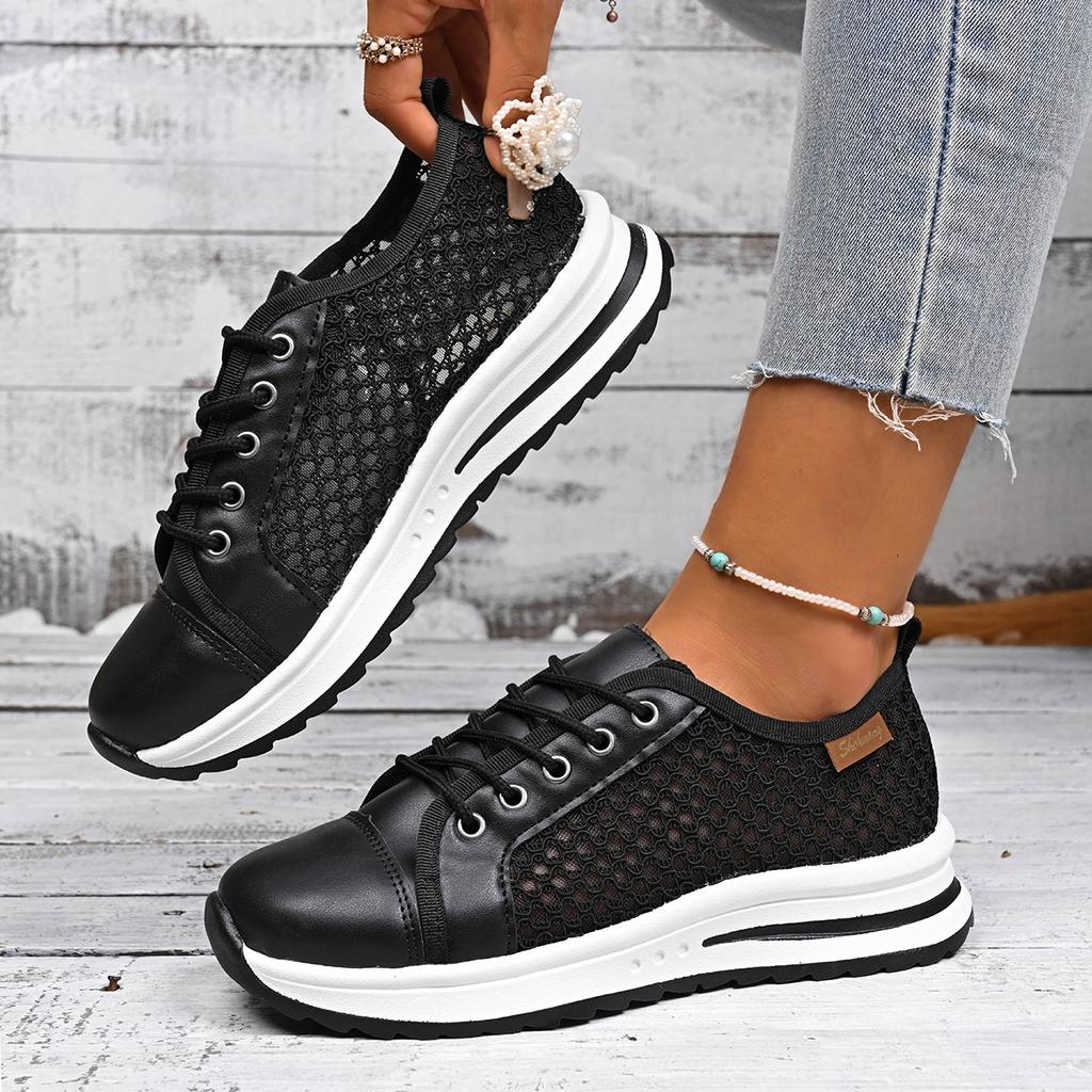Women Sneakers Fashion Summer Casual Shoes Women Cutouts Lace Hollow Breathable Platform Flat Sneakers Woman Zapatos De Mujer
