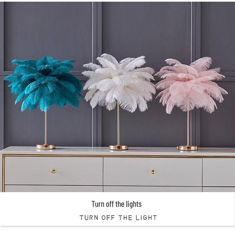 Ostrich Feather Romantic Floor Lamp - French Influencer Style for Living Room or Bedroom