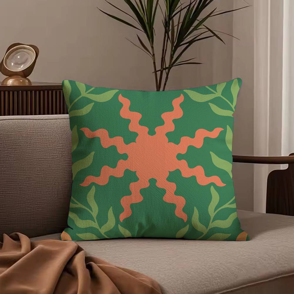 ART Bohemia Green Classic Pillow Case Anti-dustmite Pillowcase Invisible zipper silky short plush Sofa cushion cover