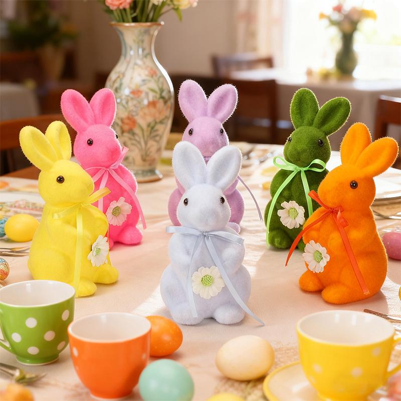 Easter Decoration Simulation Flocking Rabbit Desktop Window Party Props Home Decoration Spring Fat Rabbit Cutting Vase Accessory