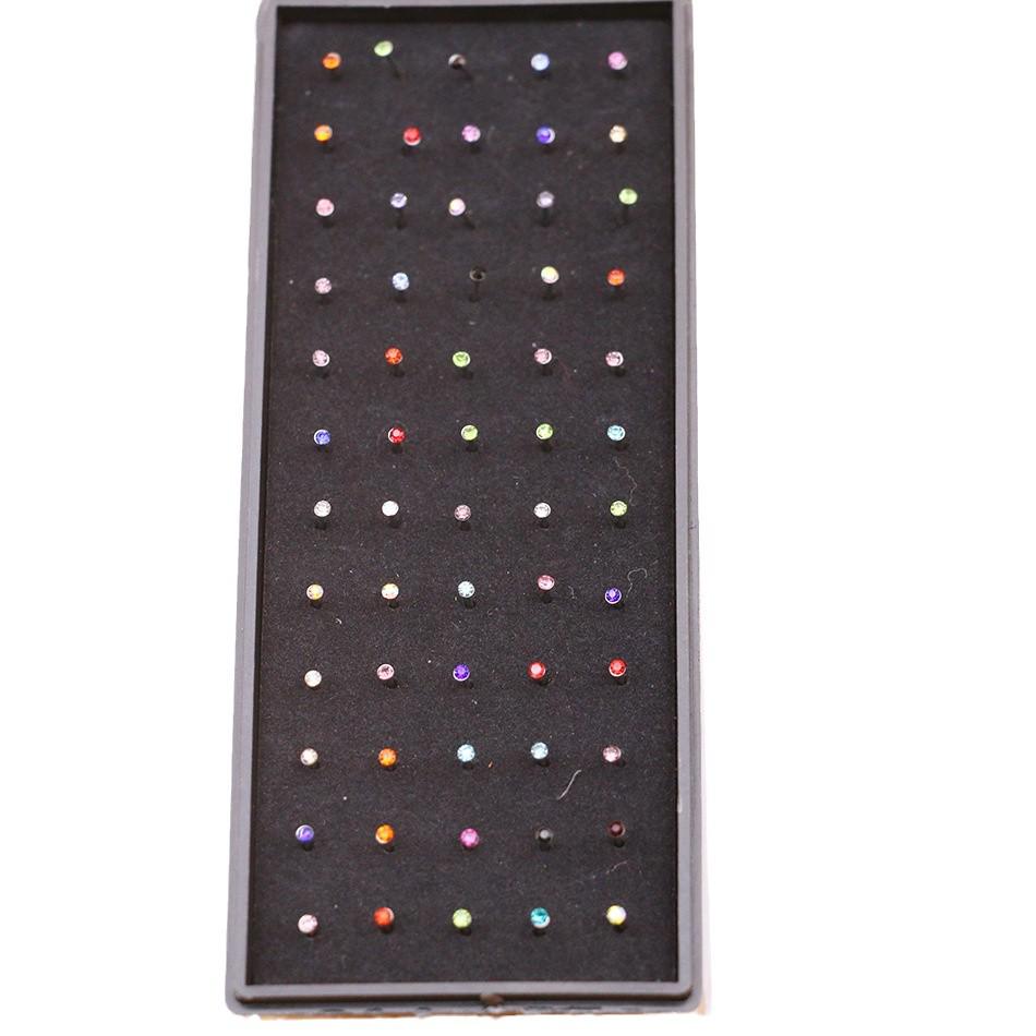 Clous de nez en acier inoxydable avec strass de 2 mm, lot de 60