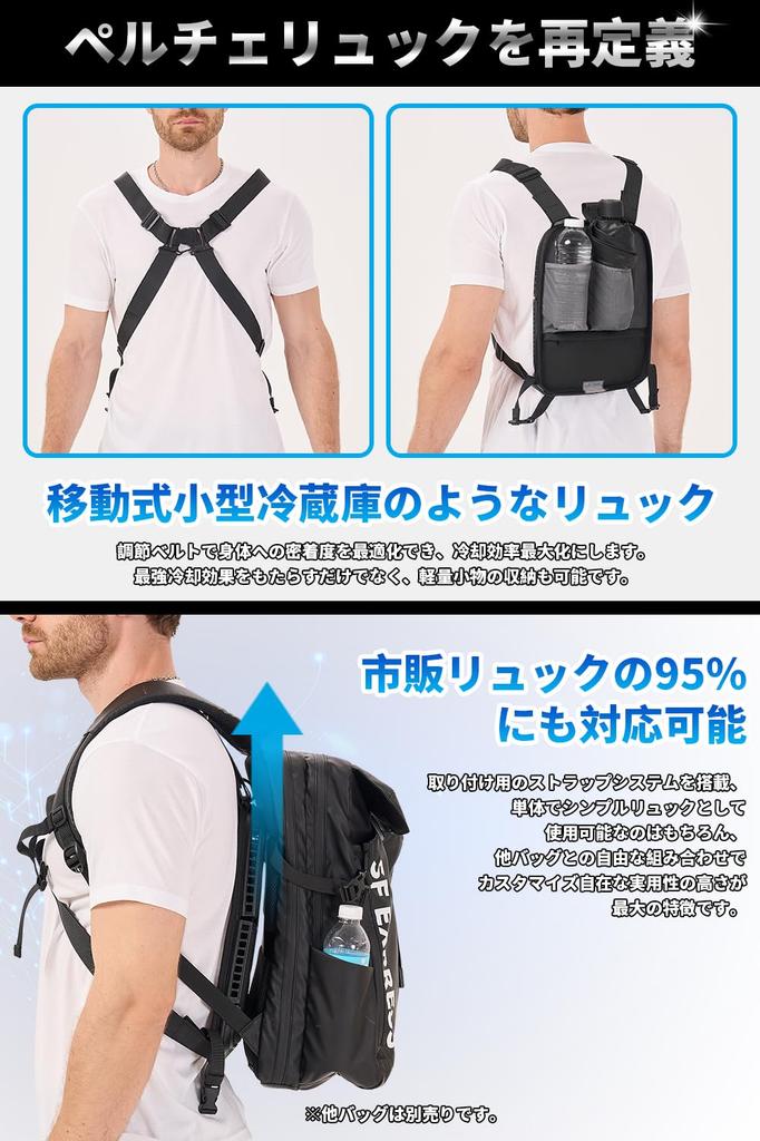 Letibe Peltier Backpack Cooling Peltier Cooling 6 Adjustable Peltier Fast Compatible with Other Heatstroke Heat Cycling [Maximum -28°C 30,000mAh]