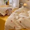 Fashion Floral Duvet Cover Set with Flat Sheet Pillowcase No Filler Girls Twin Full Queen Size Korean Soft Bedding Set