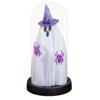 Yousheng Halloween Ghost Decor Light Up Ghost in Glass Cloche with Wood Base Cute Ghost Night Light Decoration for Table Shelf Fireplace Room Decor